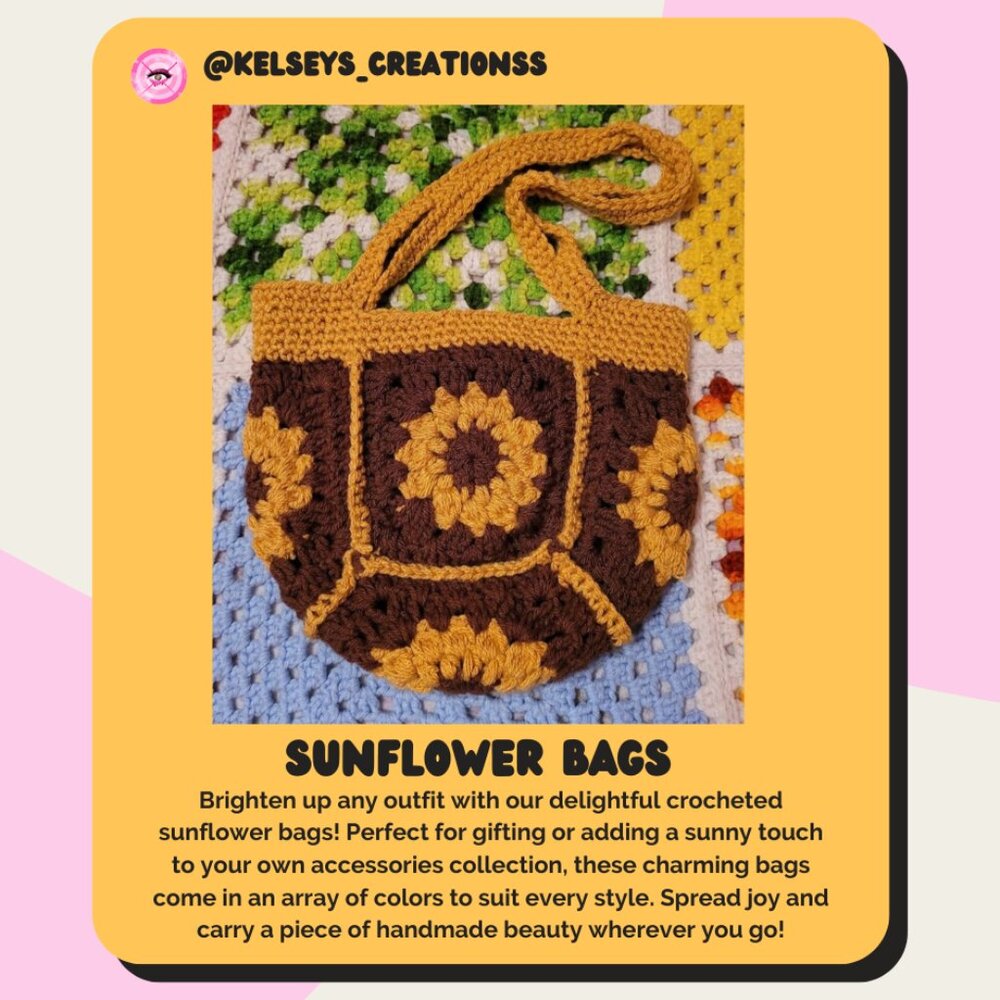 Crocheted Sunflower Tote bag